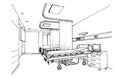 Graphic sketch hospital ward, clinic room