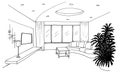 Graphic sketch, living room