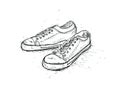 Graphic sketch of pair teenage gym shoes