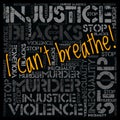 Word cloud with slogan `I can`t breathe`