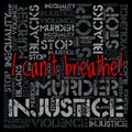 Word cloud with slogan `I can`t breathe`