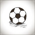 Graphic soccer ball. Hand drawn style football ball. A soccer ball icon. Sports icon. Black and white simple football ball. Sports