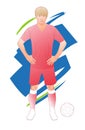 Graphic illustration of stilted line of football player with dynamic energy background.