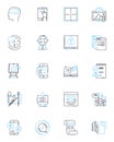 Graphic software linear icons set. Design, Illustration, Vector, Rendering, Photoshop, Editing, Animation line vector