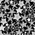 Graphic starfish seamless pattern