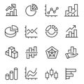 Graphic and statistics icons set, editable vector stroke