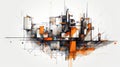 Abstract Architecture: A Majestic City Portrait In Orange And Gray Royalty Free Stock Photo