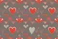 Graphic style regular patterns template with hearts