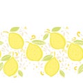 Graphic summer lemon border. Modern mediterranean design.