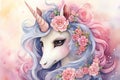 Girl cute animal background illustration horse unicorn magical design fantasy dream cartoon Royalty Free Stock Photo