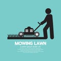 Graphic Symbol Of A Man Moving Lawn