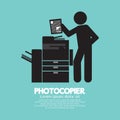 Graphic Symbol Of A Man Using A Photocopier