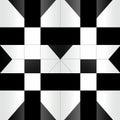 Graphic Symbolism: Black And White Quilt Block With Subtle Gradients