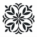 Graphic Symmetry Stencil Design Of Flower With Bold Block Prints