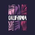 Graphic t-shirt design on the topic of California. Vector illustration