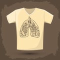 Graphic T- shirt design, vector illustration with lungs