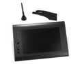 Graphic tablet with pen for illustrators, painters and designers on white background