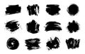 Graphic texture elements. Grunge stroke, artistic texture brush strokes, dirty line design element vector isolated set Royalty Free Stock Photo