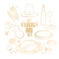 Graphic Thanksgiving day collection Royalty Free Stock Photo