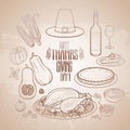 Graphic Thanksgiving day collection Royalty Free Stock Photo