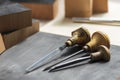 Graphic tools for wood engraving Royalty Free Stock Photo