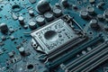 Graphic of Vector art of AIpowered technology on a lunarthemed electronic mainboard Royalty Free Stock Photo