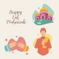 Happy Eid mubarak illustration flat design Royalty Free Stock Photo