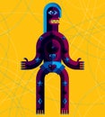 Graphic vector illustration, anthropomorphic character isolated