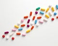 Spilled Medication Tablets, Colorful Pills, Supplements, Rainbow