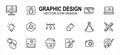 Graphic visual design related vector icon user interface graphic design. Contains such icons as computer, mouse, pen tablet,