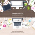 Graphic web design. Drawing and painting. Development. Illustration sketching and freelance. User interface UI. Computer Royalty Free Stock Photo