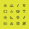 Graphic and web design line icons. Photo editing and creating illustrations. Fully editable line icons