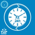 Graphic web vector 24 hours timer, around-the-clock flat pictogram. Day-and-night interface icon. Business time management Royalty Free Stock Photo