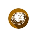 Graphic web vector 24 hours timer, around-the-clock pictogram.