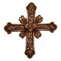 graphic wooden christian cross on white background