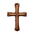 graphic wooden christian cross on white background
