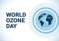 World ozone day awareness graphic with a blue and white globe on a white background Royalty Free Stock Photo