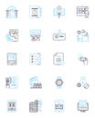 Graphic writing linear icons set. ypography, Design, Layout, Composition, Illustration, Creativity, Narrative line
