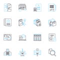 Graphic writing linear icons set. ypography, Design, Layout, Composition, Illustration, Creativity, Narrative line