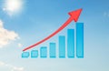 Graphical chart with arrow rising up Royalty Free Stock Photo