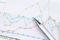 Graphical chart and pen Royalty Free Stock Photo