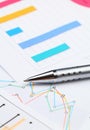 Graphical chart and pen Royalty Free Stock Photo