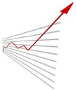 Graphical chart with red arrow up. Vector Royalty Free Stock Photo