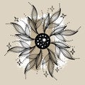 Graphical flower illustration. flower line art pattern background