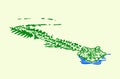 Graphical green crocodile in water, color vector illustration Royalty Free Stock Photo