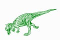 Graphical green tyrannosaurus isolated on white,vector illustration. Color element for printing and design
