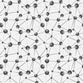 Graphical hand drawn background. Vector seamless pattern. Irregular abstract linear grid with circles in nodes.