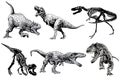 Graphical set of dinosaurs isolated on white background, vector illustration