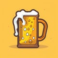 A graphical icon representing a mug of beer on yellow background generative AI