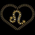 Graphical illustration of the heart with the sign of the zodiac Royalty Free Stock Photo